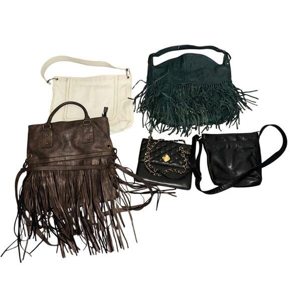 Lot Of 5 Purses Handbags Some Fringe VTG Monet Mossimo Simon onYany Valentino - Picture 1 of 12